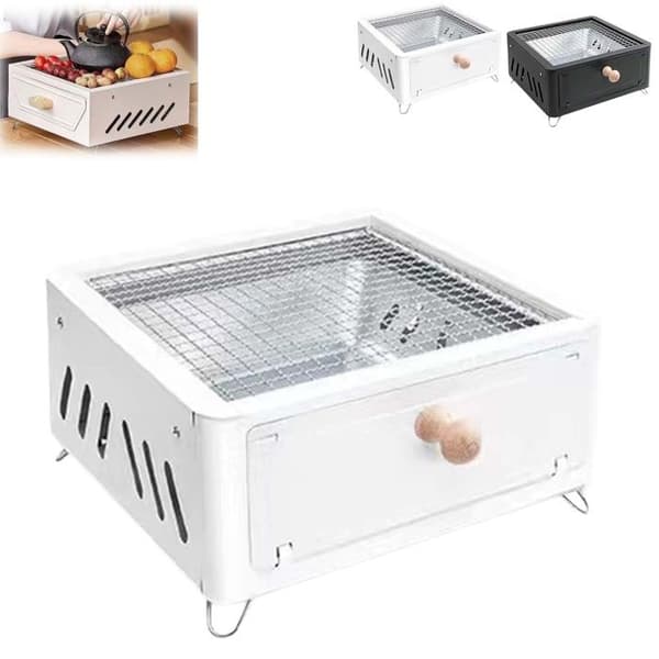Bordsgrill - GRANDSALEY - japansk stil - bärbar kompakt - hållbart järn - vit Vit