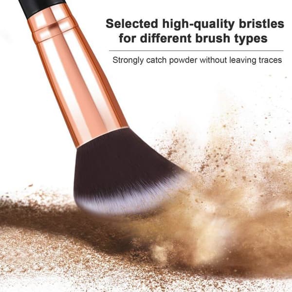 Sæt af 10 makeuppensler, farve sort og guld, professionelle makeuppensler