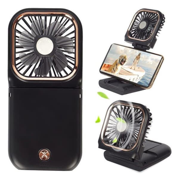 Mini-bärbar fläkt - GRANDSALEY - 5-i-1 modell - Fällbar 180° - Batteri 3000 mAh - Telefonstöd