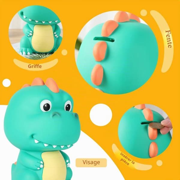 Säästöpossu - GRANDSALEY - Dino - Murtumaton - PVC - Mintunvihreä mintgrön