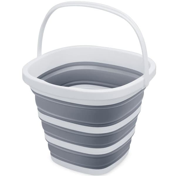 Foldbar spand, 2,6 gallons (10 liter) — Firkantet og foldbar moppe-spand (Grå)
