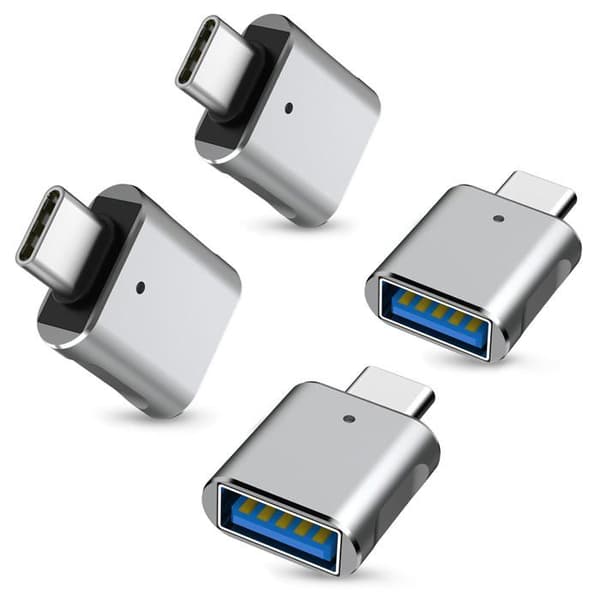 Sæt med 4 USB-C til USB-adaptere, USB-C han til USB-A 3.0 hun OTG-adapter