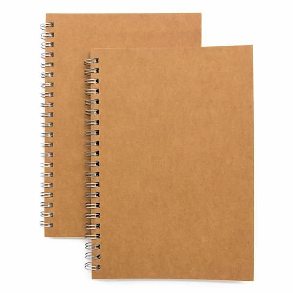 Spiralhæfte med blød omslag (sæt af 2) – Skitsehæfte/notesblok/journal/blank kalender (brun)