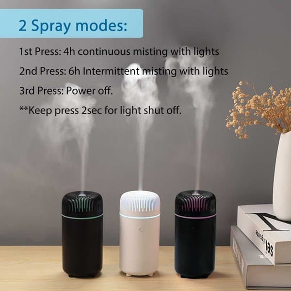 Bil diffusor luftfugter - GRANDSALEY - 100ml - USB - Stille - Multifarvet LED