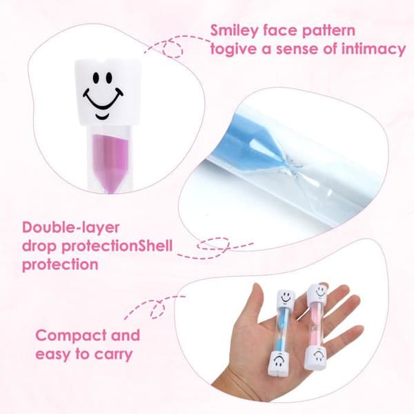 Timeglas (sæt af 2) - GRANDSALEY - 3 minutter - Smilende ansigt - Multifarvet - PVC & borosilikatglas