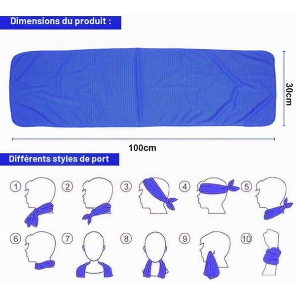 Sporthandduk - GRANDSALEY - 3-pack - Mikrofiber 100×30 cm - Kylande effekt - Snabbtorkande Mörkblå