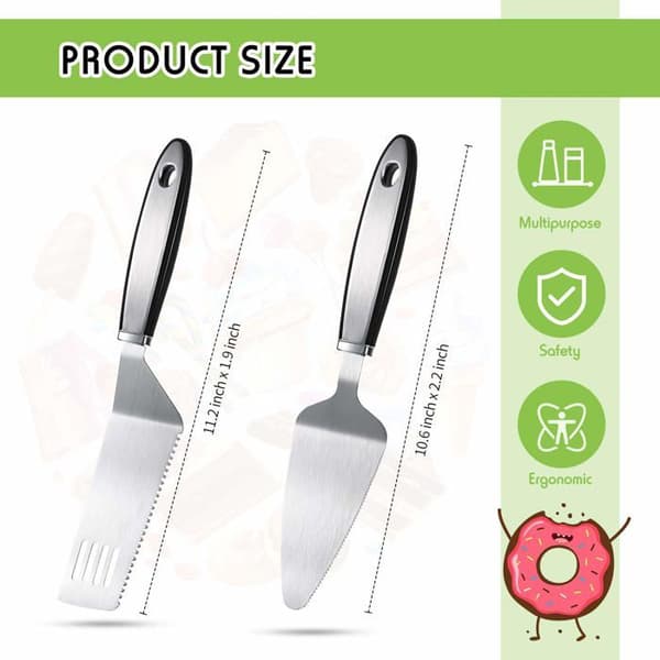 Serveringsredskaber - GRANDSALEY - Sæt med 2 dele - Rustfrit stål - Tandet sider - Ergonomisk håndtag