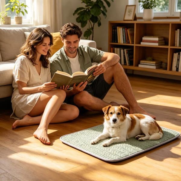 Kølemåtte til hund — Kølemåtte til dyr i kølesilke (Velegnet til hunde af mellem til stor størrelse)