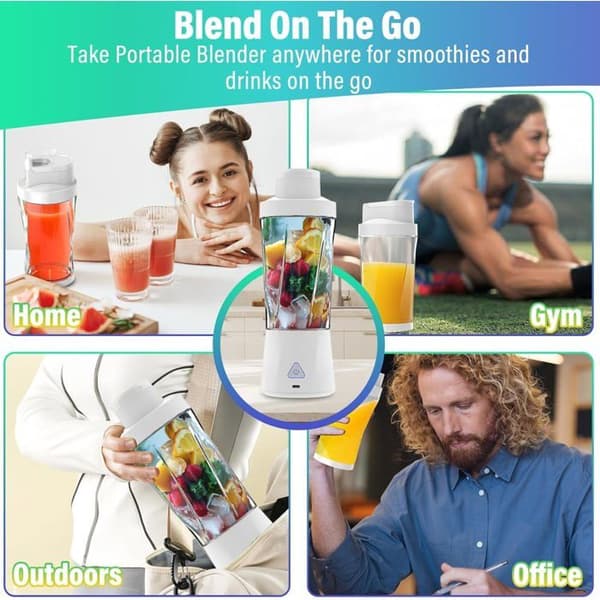 Bærbar blender - GRANDSALEY - HD-10 - 360 W - 6 rustfrie stålblade - USB-C opladning 3-4 timer