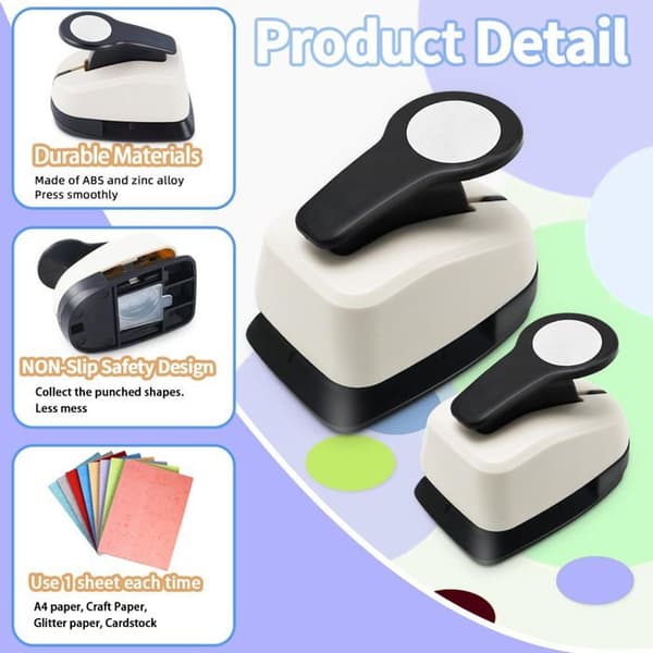 Runde perforatorer - GRANDSALEY - Sæt med 3 størrelser (1", 5/8", 3/8") - ABS & zinklegering - Til 70–220 g/m²
