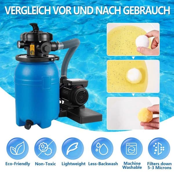 Filtreringskugler til pool - GRANDSALEY - 800 g - 100% polyester - Genanvendelig & vaskbar - Erstatter 30 kg sand