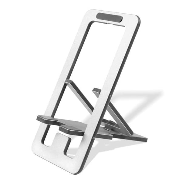 Foldbart telefonstativ i aluminiumlegering - Justerbart skrivebordstativ til rejser og kontor - Grå