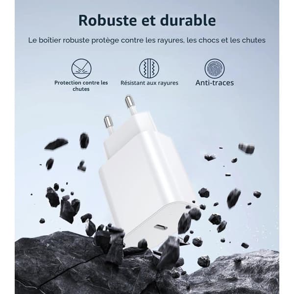 USB-C-laddare 20 W, väggadapter, USB-C snabbladdningskontakt (3-pack)