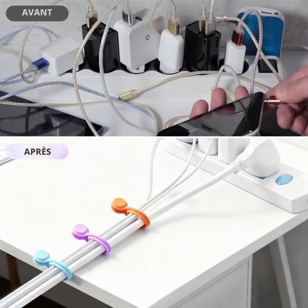20 Magnetiske Kabelklips, Genanvendelige Silikonekabelholdere