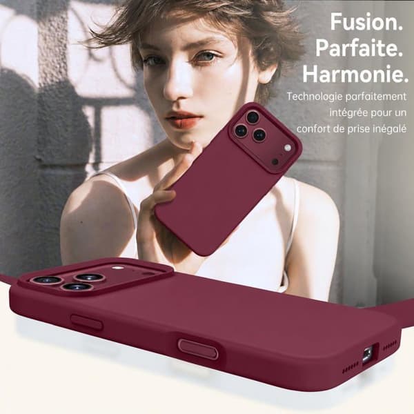 Ultra-tynd silikone telefoncase til iPhone 18 Pro/17 Pro, bordeaux, slidstærk og stødabsorberende, fuld beskyttelse.