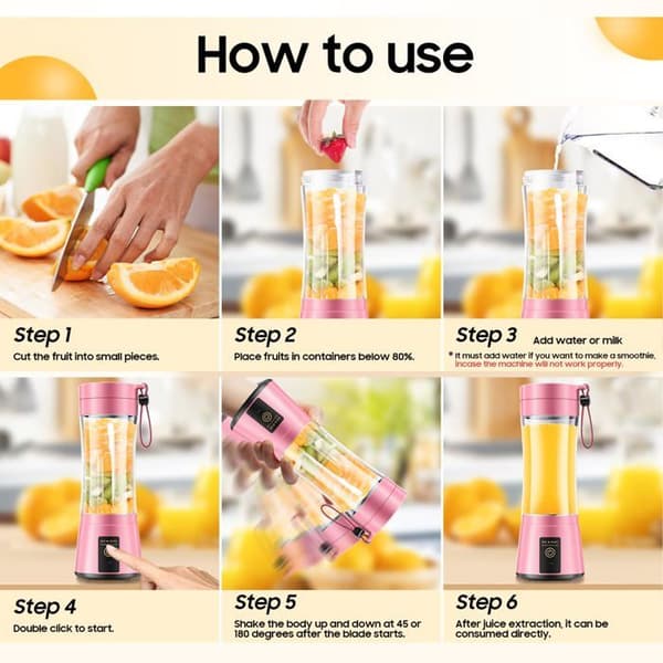 Mini-blender - GRANDSALEY - 380 ml - 6 rustfrie stålblade - 65 W - Uden BPA