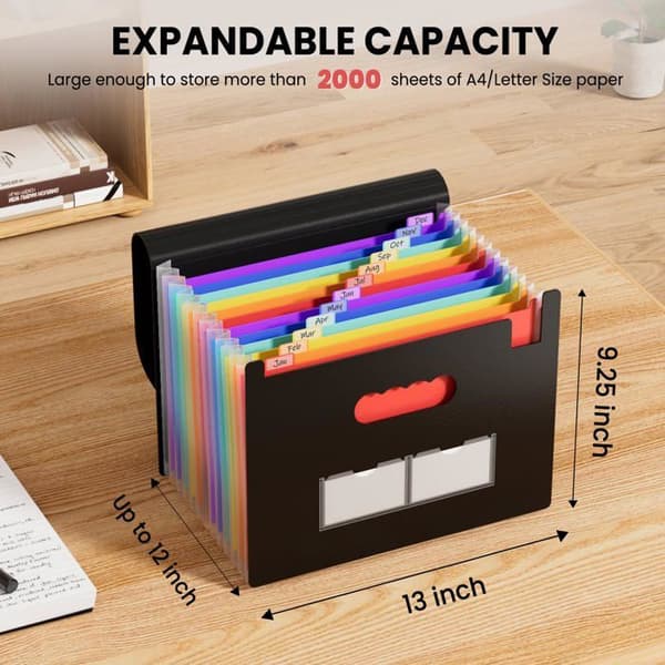 Expanderbar akordeonmapp - GRANDSALEY - 13 fack - A4/Letter - Expanderbar 30 cm - Polypropen