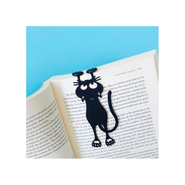 Bogmærke - GRANDSALEY - Nysgerrig kat - Sort - 12,2 cm - Blødt plastik
