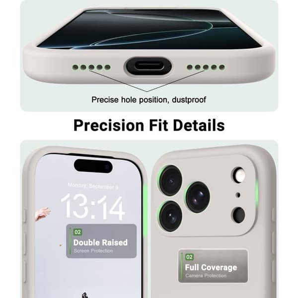 Siliconfodral för iPhone 18 Pro Max / 17 Pro Max, Grå sten, kameraskydd, mjuk och repbeständig.