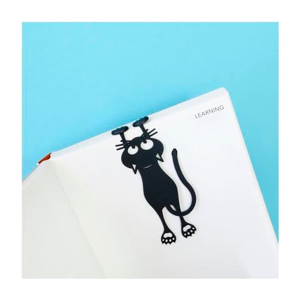Bogmærke - GRANDSALEY - Nysgerrig kat - Sort - 12,2 cm - Blødt plastik