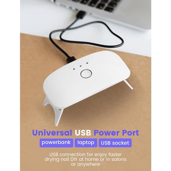 Mini UV-LED-lamppu kynsille - GRANDSALEY - Mini-malli - 8 LEDiä - Käännettävä - USB