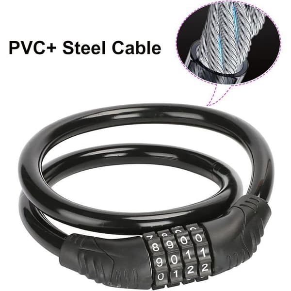Cykellås kabel (2-pack), cykellås kedja, fäste ingår ej (svart)