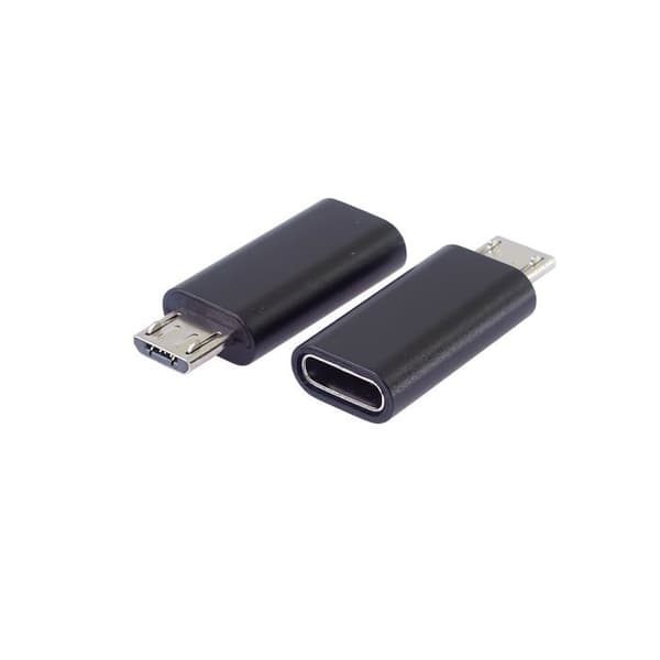 USB-C til Micro-USB adapter, Micro-B stik, sort