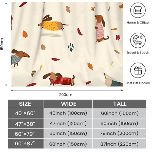 Dække - GRANDSALEY - Dachs - 130 x 150 cm - Trykt dachs - Ultra-blød