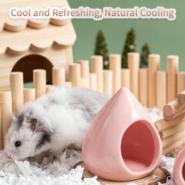 Hamsterhus - GRANDSALEY - Tårformad - Keramik - Naturlig ventilation - Rosa