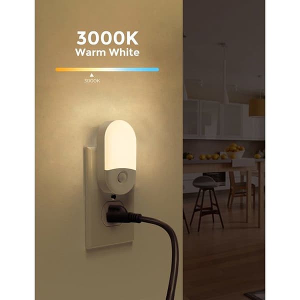 LED natlys med stik og sensor - GRANDSALEY - Sæt af 2 - Varm hvid 3000 K - Sensor 3–5 m - 0,6 W Varm vit (3000 K)