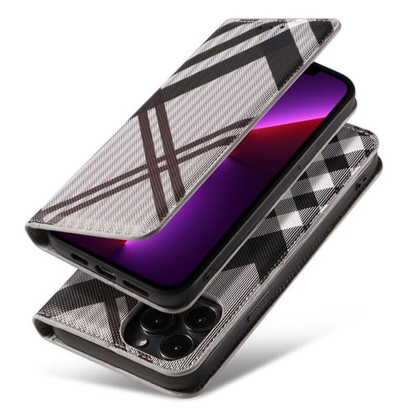 Plånboksfodral med lock för iPhone 15 (6,1 tum) - Ljusgrå