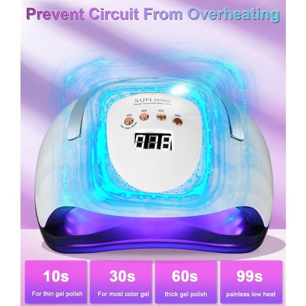 UV/LED lampe til negle - S'AGRANDIR - 380W - 81 LED - LCD-skærm & infrarød sensor - Timer 10/30/60/99s