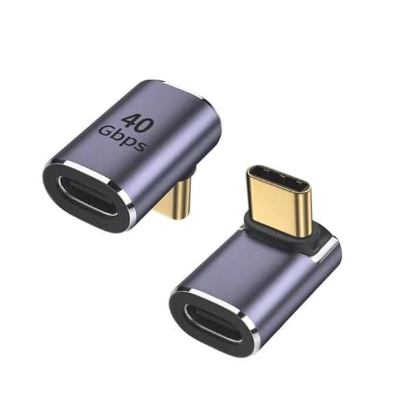 USB 4-adapter, USB-C han til hun i 90°, ultra-hurtig 40 Gbit/s, Type-C interface, aluminiumlegering, stjerneskær
