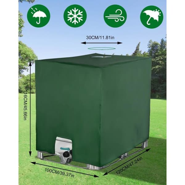 Låg til IBC-container - GRANDSALEY - 1000 L - UV-beskyttelse - Støvafvisende - Regnvandsopsamling