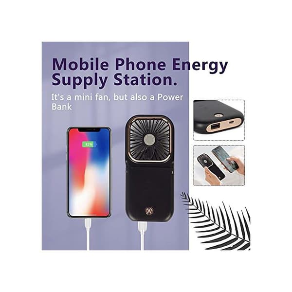 Mini-bærbar ventilator - GRANDSALEY - 5-i-1 model - 180° foldbar - 3000 mAh batteri - Telefonholder