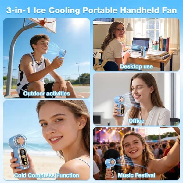 Mini-bærbar ventilator - GRANDSALEY - Mini - 22.000 omdr/min - 100 niveauer - LED-lampe 2 tilstande