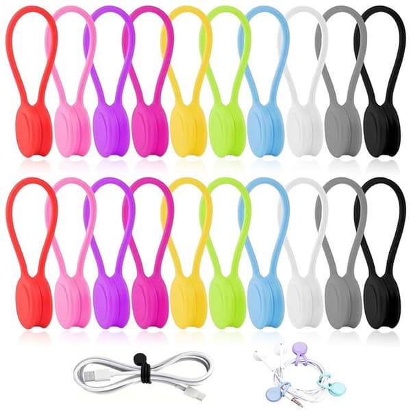 20 Magnetiske Kabelklips, Genanvendelige Silikonekabelholdere