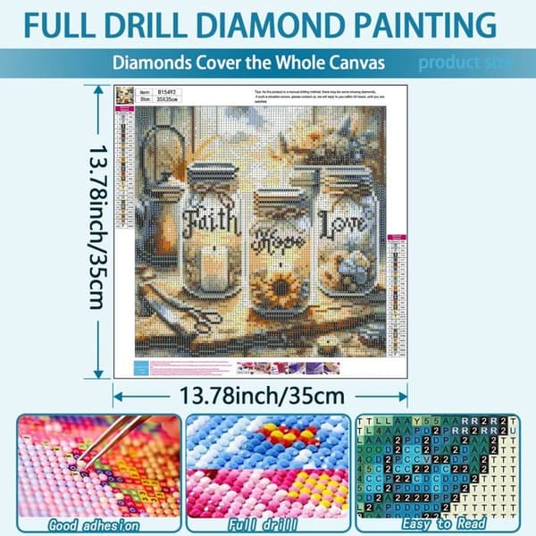 Inspirerende 5D diamant broderi kit, DIY strass billede (runde perler, fuld dækning), 12 x 12 tommer