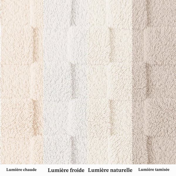 Dække - GRANDSALEY - 150 x 200 cm - Mikrofiber - Jacquard 3D - Off-white äggskal