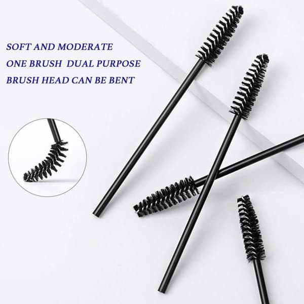Sæt med 100 engangs øjenvipperbørster - Ideelle til vipperextension, brynformning og makeup (Sort)