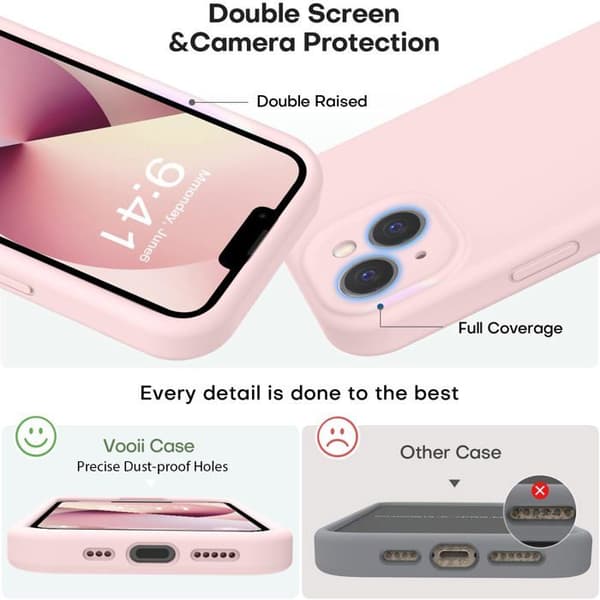 Kompatibel med iPhone 13, förbättrad version i flytande silikon [Mjuk mikrofiberfoder som är repbeständig]