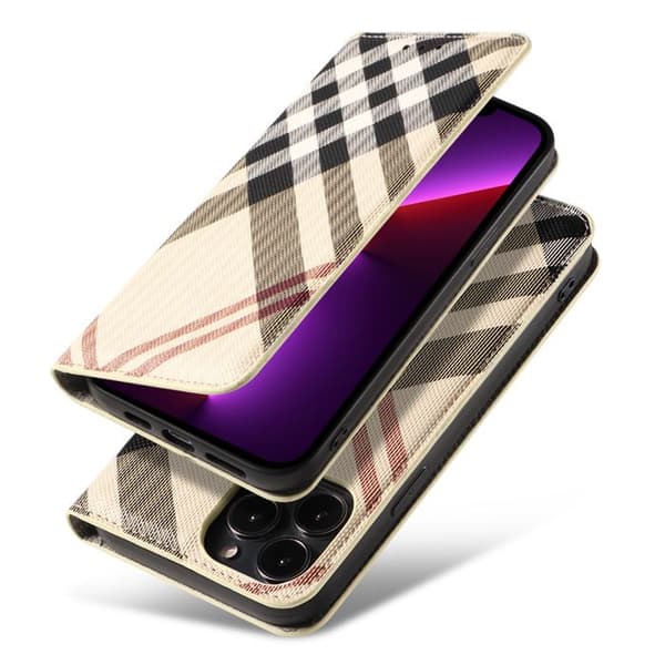 Plånboksfodral med lock för iPhone 15 (6,1 tum) - Kaki