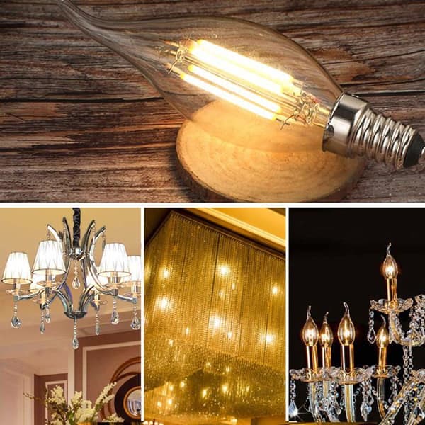 Ampoule filament LED - GRANDSALEY - C37 - E14 - 4W 470 lm - 2700K varm vit (Förpackning med 10) Vit varm