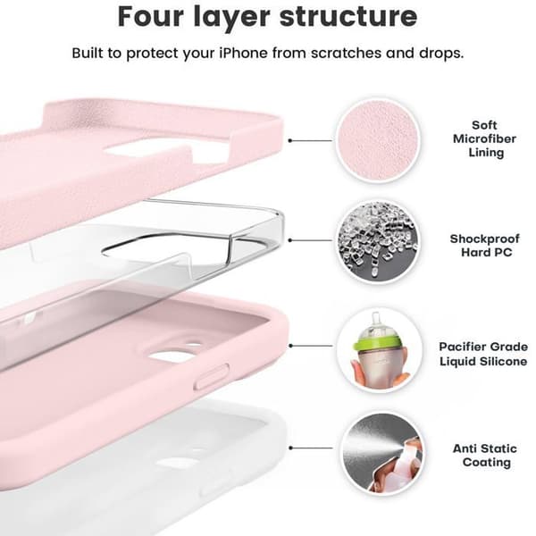 Kompatibel med iPhone 13, forbedret version i flydende silikone [Blød mikrofiberforing, ridsefast]