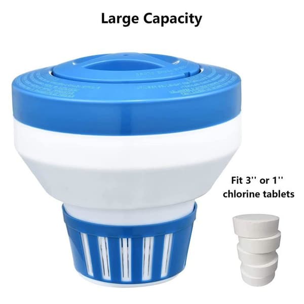 Flydende klor diffuser - GRANDSALEY - Stort model 7,5 tommer - Justerbar diffusion - 4 tabletter - ABS plastik
