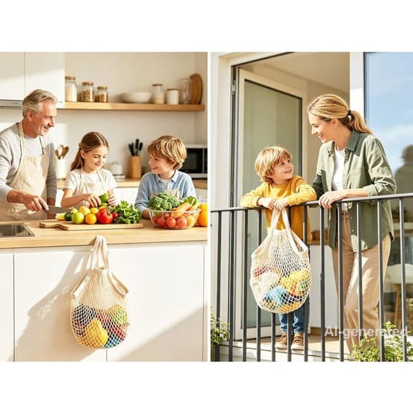 Återanvändbara nätkassar i bomull – 3-pack (Beige)