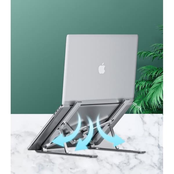 Bærbar computerstøtte, justerbar ventilationsstøtte i aluminium, ergonomisk kølesystem (sort)