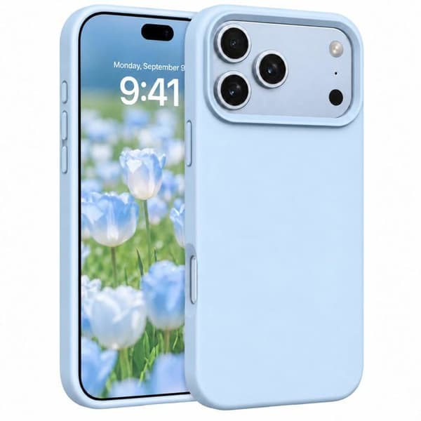 Ultra-tynd silikonebeskyttelse til iPhone 18 Pro/17 Pro, blå, slidstærk og stødabsorberende, fuld beskyttelse.
