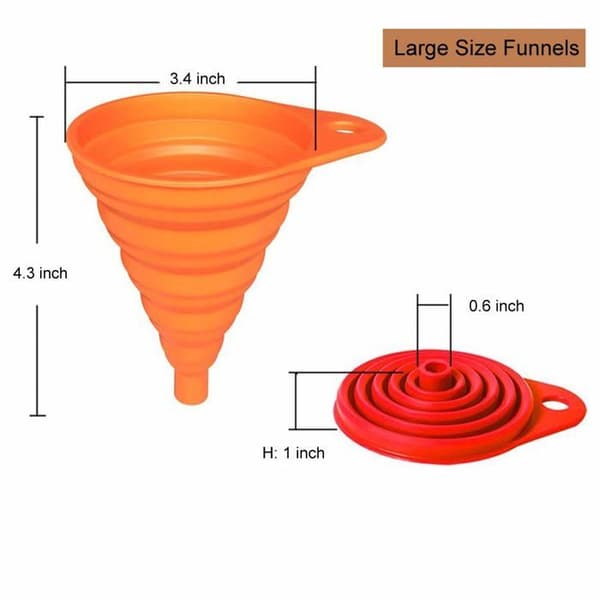 Sæt af foldbare tragt - GRANDSALEY - 4 dele - Fødevare-silikone - Modstandsdygtig -40°/250°C - Assorterede størrelser & farver