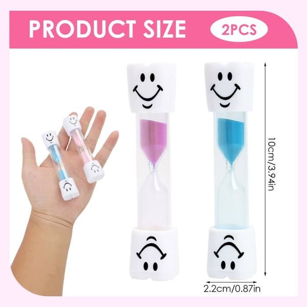 Timeglas (sæt af 2) - GRANDSALEY - 3 minutter - Smilende ansigt - Multifarvet - PVC & borosilikatglas